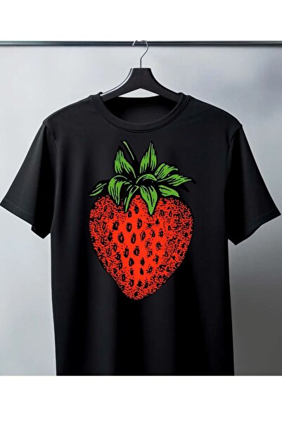 LELVANİ Women Strawberry Pattern Tshirt Printed Strawberry