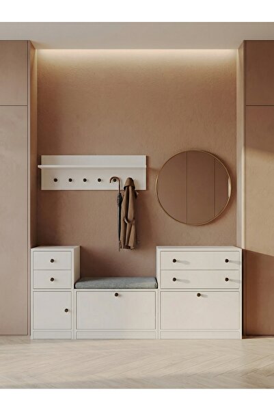 FOR WOMAN DESİGN Ahşap Modern Ayakkabılık Dolabı Minderli Ayakkabılık, Çekmec...