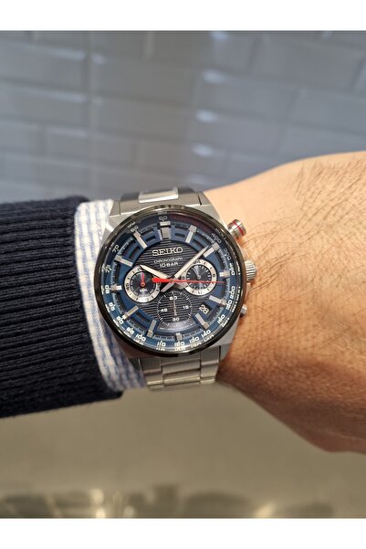 Seiko Navy Blue Dial with Calendar Steel Strap, 10 Atm Waterproof Men's Wrist...