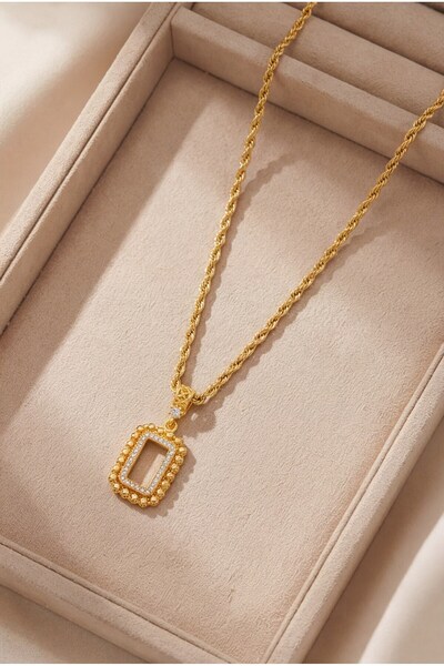 Trinidad Altın Kaplama İmitasyon Gram Çerçeve Kolye Ucu TRENDY