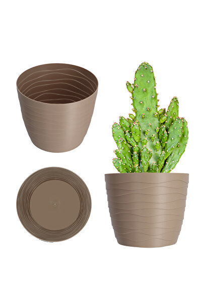 KADAX Flowerpot Plastic Cover for Flowers and Plants Beige Round 13 cm