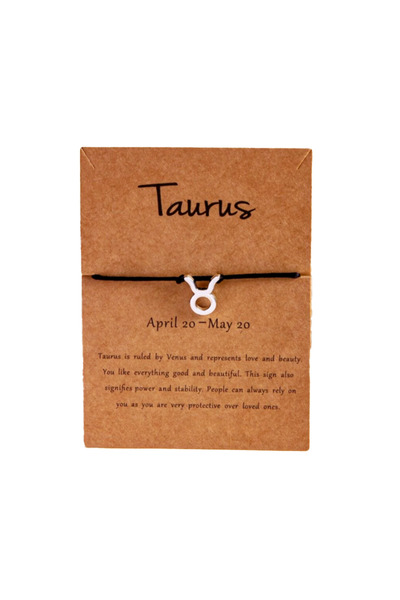 EFAYN.RO Silver Taurus zodiac sign bracelet, handmade, black, unisex, EFAYN