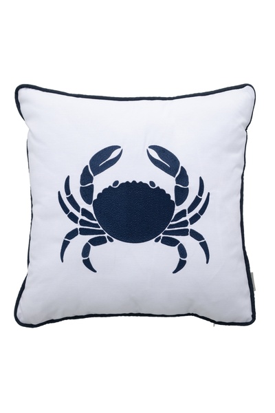 Mudo Concept MARİN CRAB NAKIŞLI KIRLENT BEYAZ LACİVERT 50X50 CM