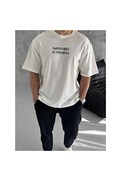 Narnuga Crew Neck Printed Oversize T-Shirt - White -