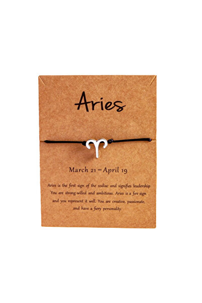 EFAYN.RO Bratara semn zodiac berbec argintiu, creata manual, neagra, unisex, ...