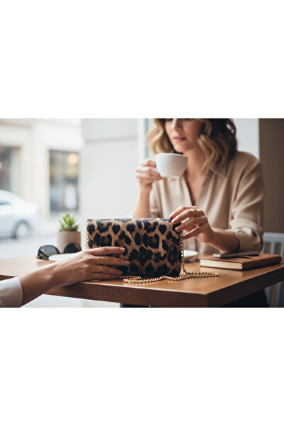 MARCO BLACK حقيبة كتف وحقيبة يد نسائية بتصميم الفهد