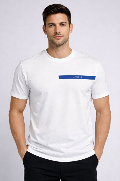 Manche Muška majica 21-10594 Chest Štampano bela
