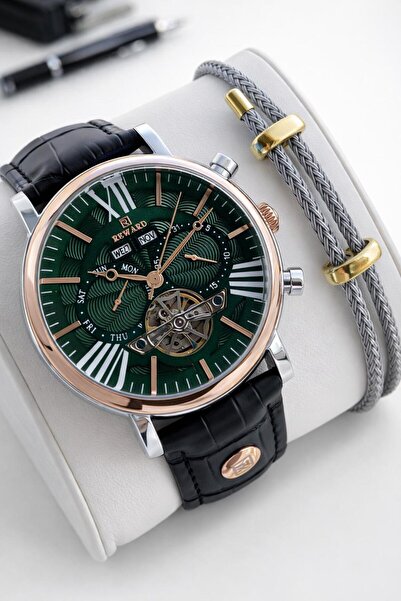 Reward Italian Bracelet Gifted D Leather Cord Automatic Mechanism 5 Atm Men W...