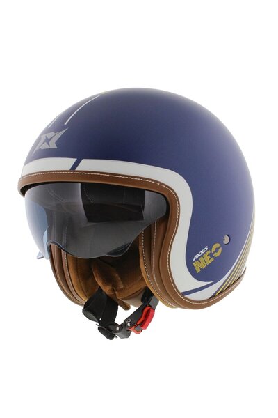 AXXIS Motosiklet Kaskı Retro Güneş Vizörlü Hornet S Sv Neo C7 Mat Mavi Motorc...