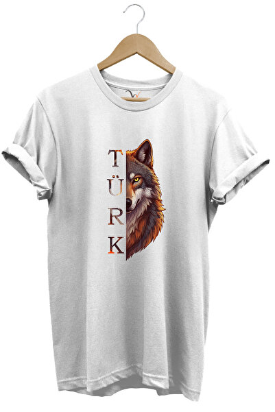 onsrawear Unisex Turkish Written and Alfa Bozkurt Printed Göktürk 100% Cotton...