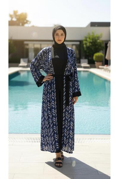 new ats Hijab Leaf Patterned Hijab Swimsuit Set Kimono Pareo Set of 4