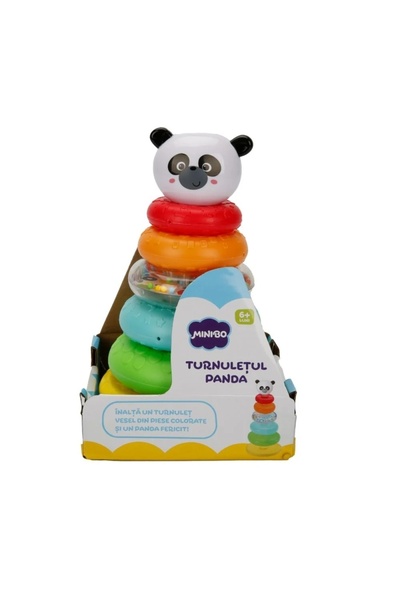 Noriel Minibo Panda Tower Jucărie senzorială de construcție pentru bebeluși c...