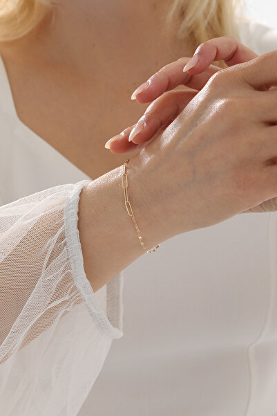 YAVUZ KUYUMCULUK 14 Ayar Altın Aynalı Zincir Ataş Bileklik