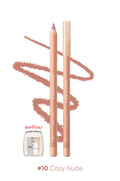 CLIO Kremsi Formüle Sahip Dudak Kalemi ve Kalemtıraş Seti Velvet Lip Pencil S...