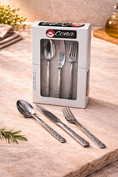 Rivorn Cena 18-Piece Stainless Steel Fork-Spoon-Knife Set – Stylish Tableware...