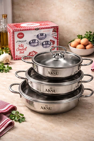 Rivorn Aksu Hanzade Stainless Steel 6-Piece Omelet Pan Set – Steel Breakfast ...