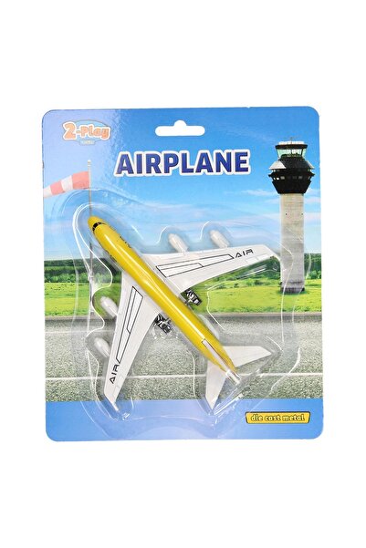 OEM Avion de jucărie metalic cu funcție pull-back, 14 cm, galben