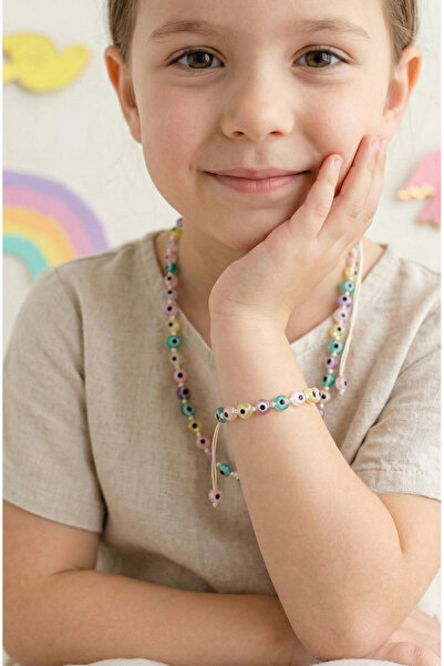 chipiques Colorful Evil Eye Beaded Necklace and Bracelet Set