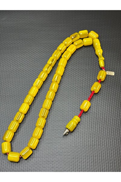 EnazStore Yellow Color Signed Crimped Amber Prayer Beads