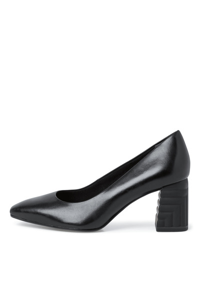 Tamaris Black Leather Square Heel Shoes