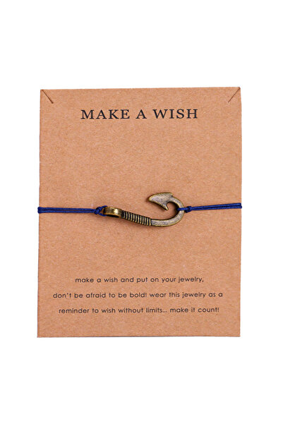 EFAYN.RO Make a wish bracelet, string type, fishing hook pendant with navy bl...