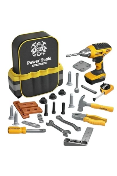 Avaleea Set de scule si unelte cu ghiozdan pentru copii, 28 piese, plastic du...