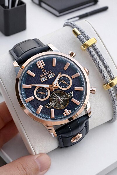 Reward Italian Bracelet Gifted D Leather Cord Automatic Mechanism 5 Atm Men W...
