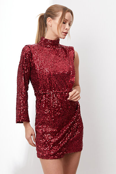 zenne Sequin Dress Burgundy