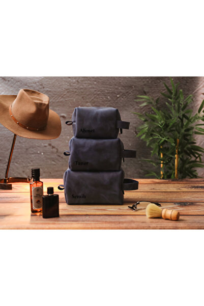 Leather Anatolia Genuine Leather Men's Handbag Dopp Kit - Leather Zipper Hand...