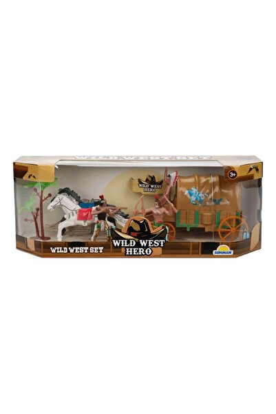 Wild West Hero At Arabalı Kovboy Oyun Seti Beyaz At Oklu Kızılderili Ağaç