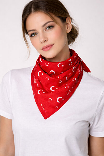 Two Two Eșarfă Premium Moon Star-Turkish Flag cu model Red bumbac – Bandană d...
