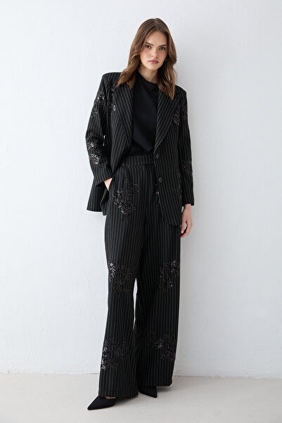 Melike Tatar cu dungi Set jachetă brodată 32-2694