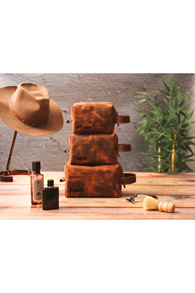 Leather Anatolia Genuine Leather Men's Handbag Dopp Kit - Leather Zipper Hand...