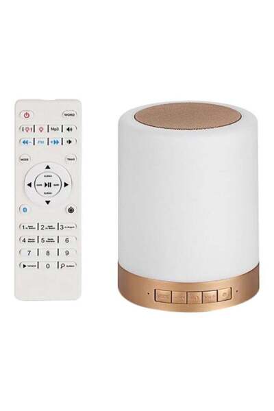 Generic Portable Bluetooth Speaker With Touch Lamp White/Gold