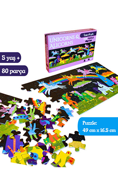 DoerKids Unicorns & Alicorns (Unicornlar ve Alikornlar) Midi Puzzle | 4-9 Yaş...