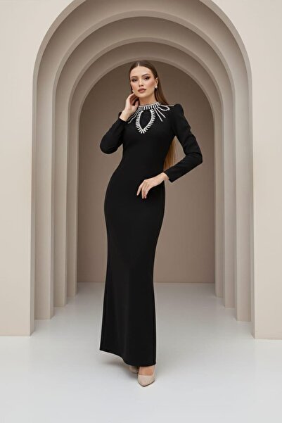 hakimoda فستان سهرة بيلور أدريانا كريب أسود