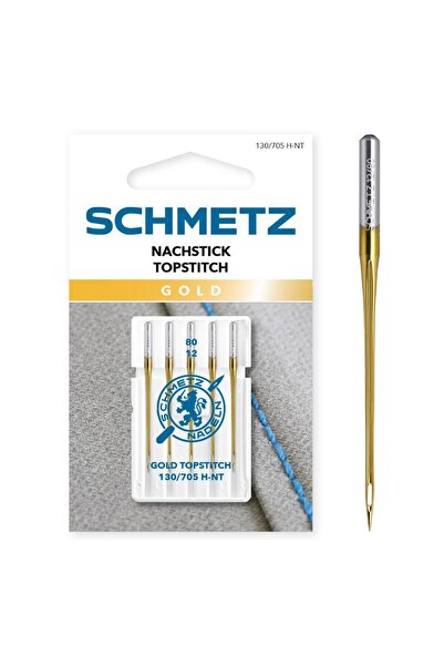 SCHMETZ Set 5 ace Gold Topstitch pentru Quilting, finete 80, 130/705 H-NT VCS