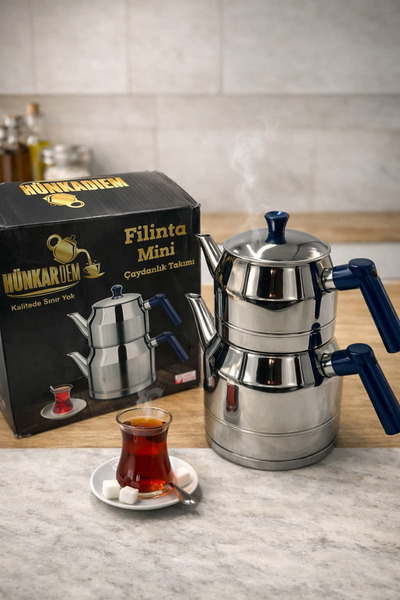 Rivorn Hünkardem Filinta Series 18/10 Mini Size Stainless Steel Teapot Set