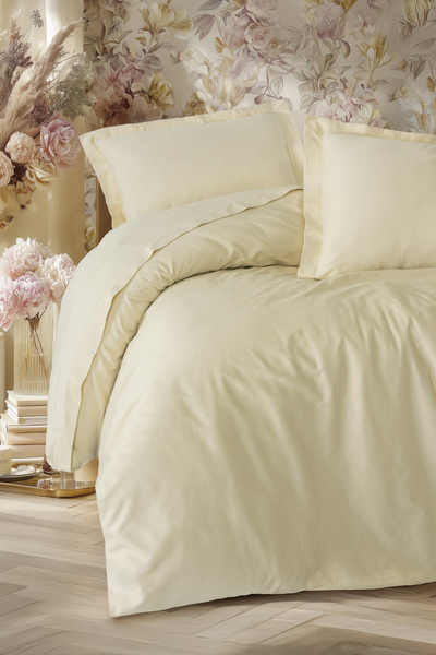 Cotton Box Elegantni saten Bračni Set posteljine bež