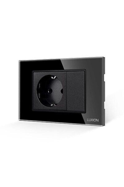 luxion Priza Simpla si 1 Tasta Falsa cu Rama din Sticla LUXION, Standard Ital...