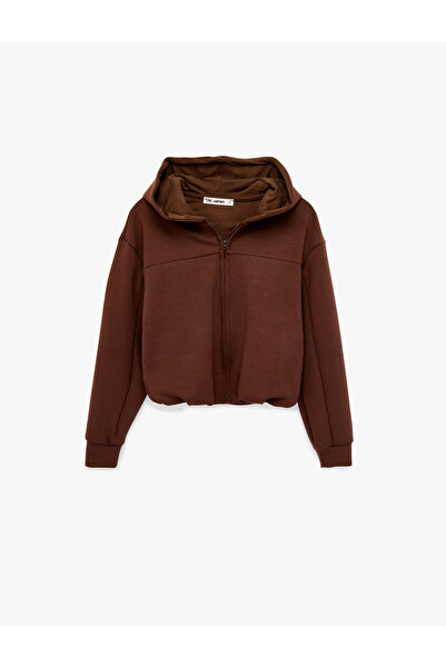 Koton Modal Blend Hooded Oversize Zipper Sweatshirt