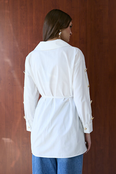 Melike Tatar Button Detailed Poplin Shirt 32-2723