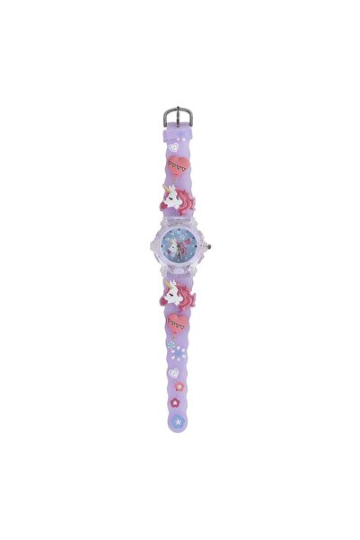 Van Manen Ceas analog pentru copii cu lumina, Unicorn, Mov
