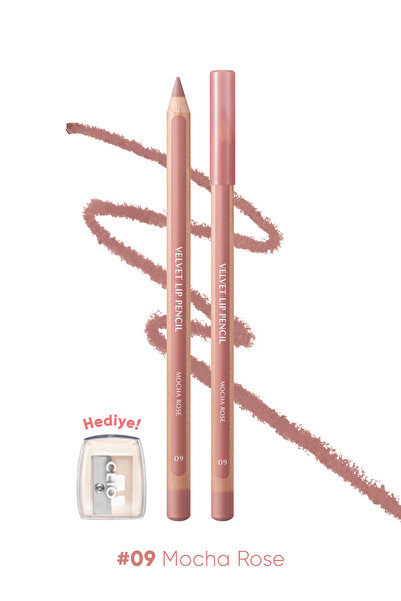 CLIO Kremsi Formüle Sahip Dudak Kalemi ve Kalemtıraş Seti Velvet Lip Pencil S...