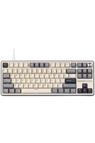 ROYAL KLUDGE S85 Gaming Keyboard, Brown Switch, RGB lighting, Wired (Beige/Grey)
