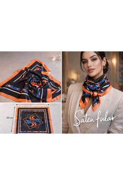 Two Two Eșarfă din satin premium – mătase i D texturat Elegant D cu model Lux...