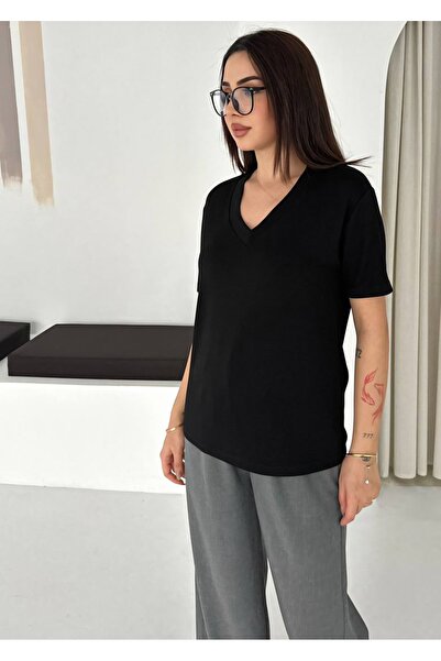 Noa&Noa Ženska V-izrez Osnovni Modal Tkanina T-shirt