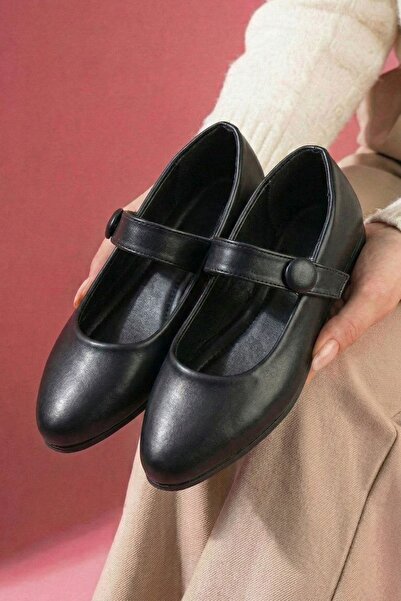 FUGA MODA كليو زر جلدي أسود حزام بإبزيم باندز حذاء مسطح