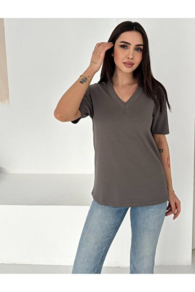 Noa&Noa Ženska V-izrez Osnovni Modal Tkanina T-shirt