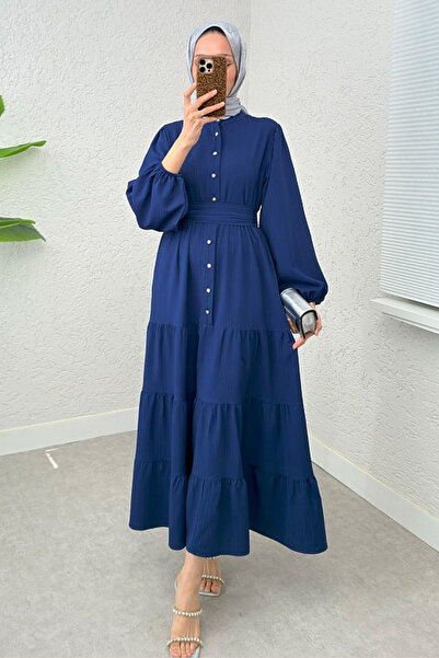 zenne Hakim Collar Dress Navy Blue